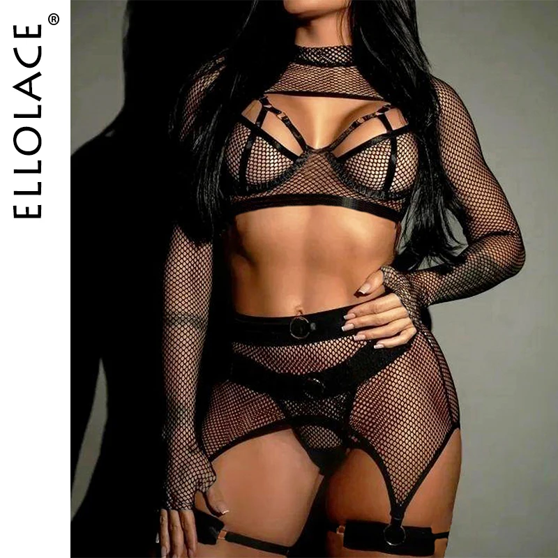 Ellolace Sexy Adult Fishnet Lingerie Ultra Sexy Porn Erotic Products Baby Dolls Onlyfans Transparent Sexy Underwear Uncensored