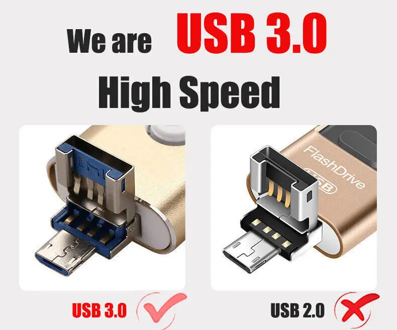 4in1 USB 3.0 Flash Drive For Iphone TYPE-C 128GB/256GB/512GB/1TB OTG Pen Drive Thumb Drive TYPE-C Memory Stick 4 In 1 Micro USB
