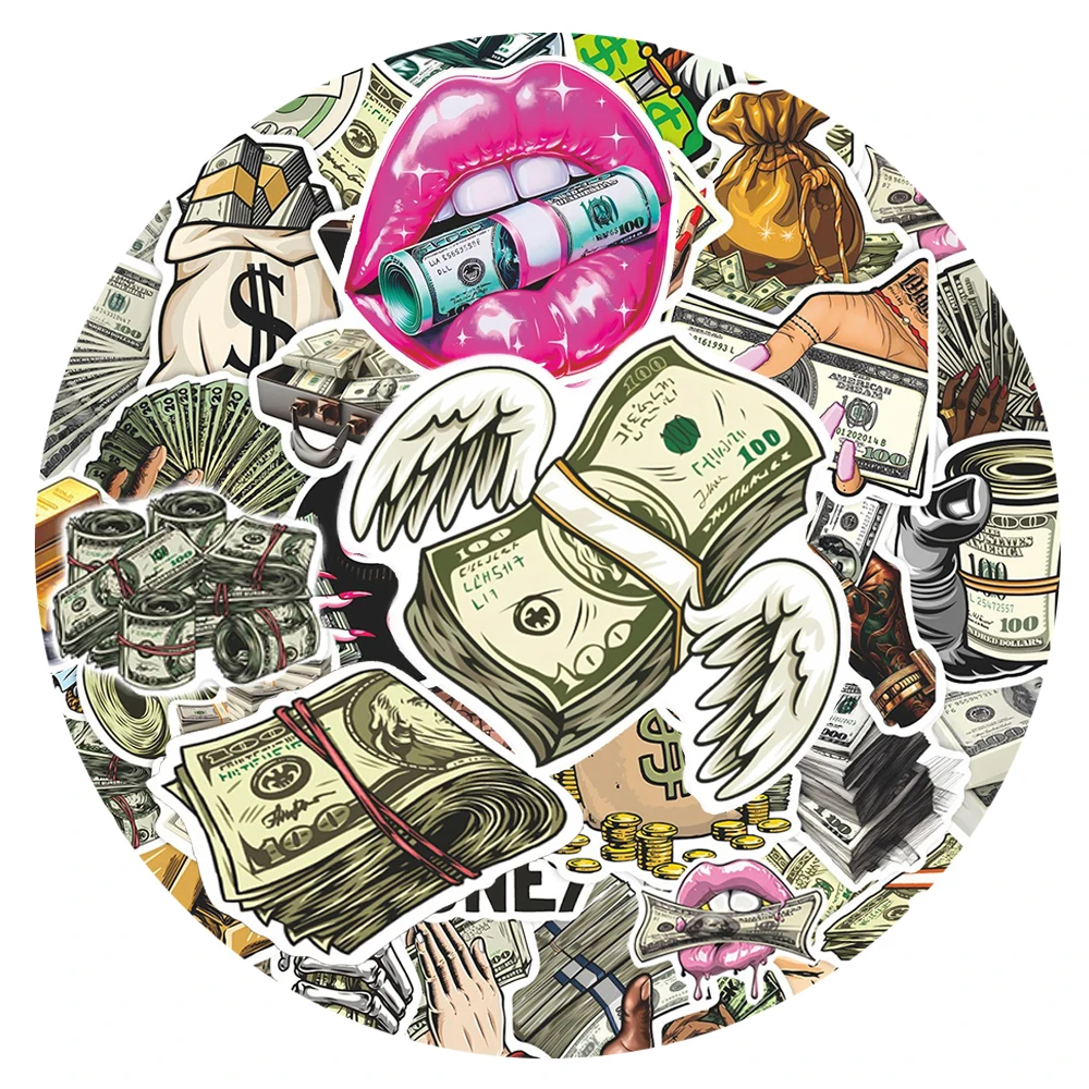 

10/30/50pcs Creative Dollar Money World Stickers Cartoon Graffiti Sticker DIY Skateboard Phone Guitar Bike Cool Decals Wholesale