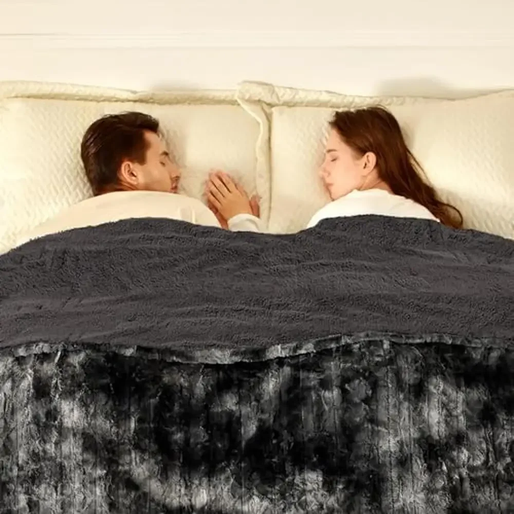 

Электрическое одеяло премиум-класса, размер королевы, шерпа, искусственный мех, два контроллера, 10 уровней нагрева, автоматическое выключение, 84 x 90