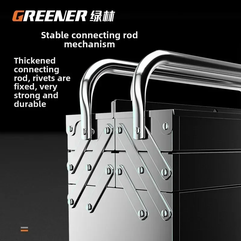 Stainless Steel Tool Box for Industrial and Home Use with Foldable Design and 3-Layer Storage Space C