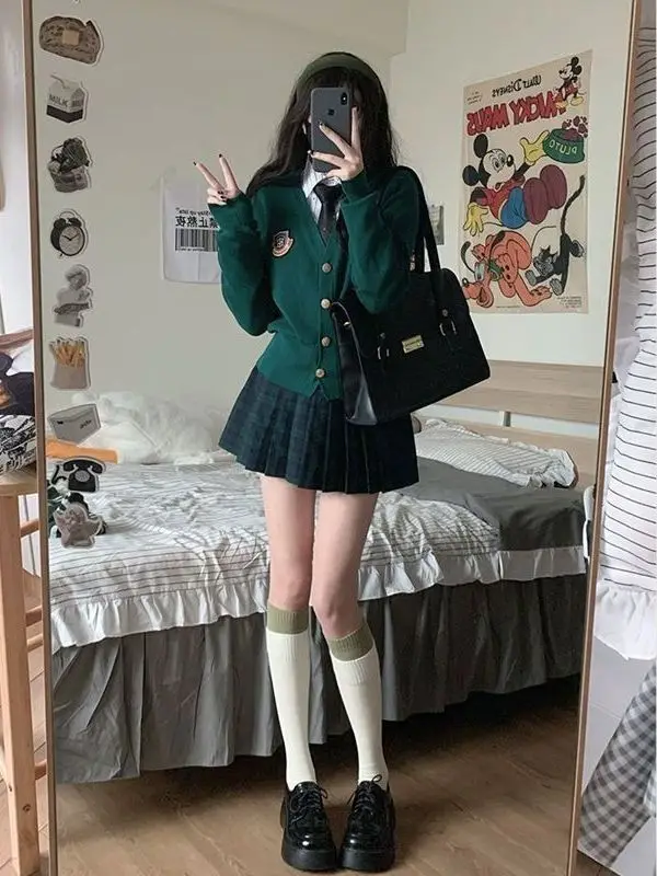 

Sweet Slim Fit Long Sve Knitted Cardigan Autumn Outerwear American JK orm Top for Women with Bae Sweater Sle