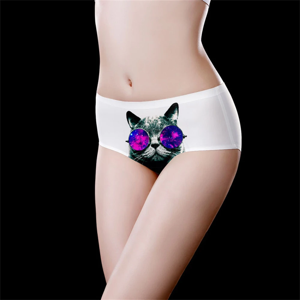 

1 шт., сексуальное бесшовное нижнее белье со средней талией, женские цельные треугольные брюки, нижнее белье с принтом