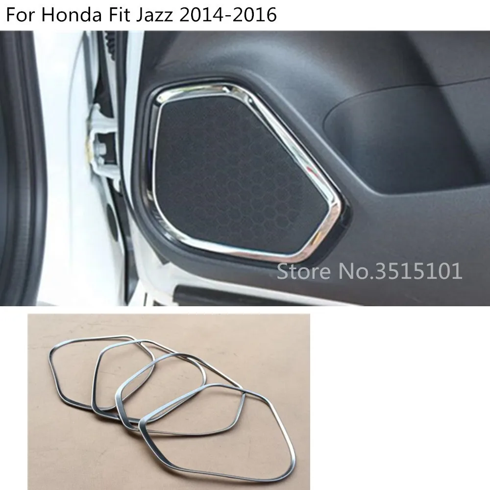 Car Door Detector Stick ABS Plastic Inside Audio Speak Sound Cover Ring Circle Lamp Trim 4pcs For Honda Fit Jazz 2014 2015 2016