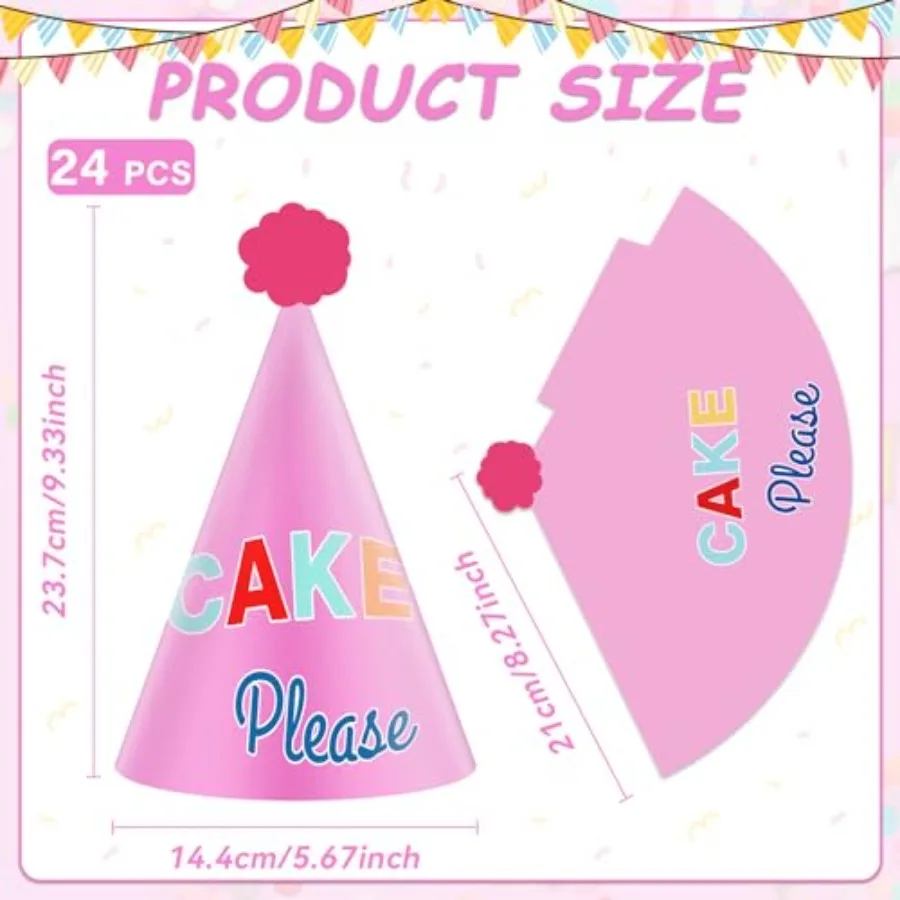 24 قطعة من قبعات الحفلات الملونة لمستلزمات حفلات أعياد الميلاد السعيدة، قبعات مخروطية للحفلات ذات طابع قوس قزح، قبعات ورقية ملونة لتزيين الحفلات #2