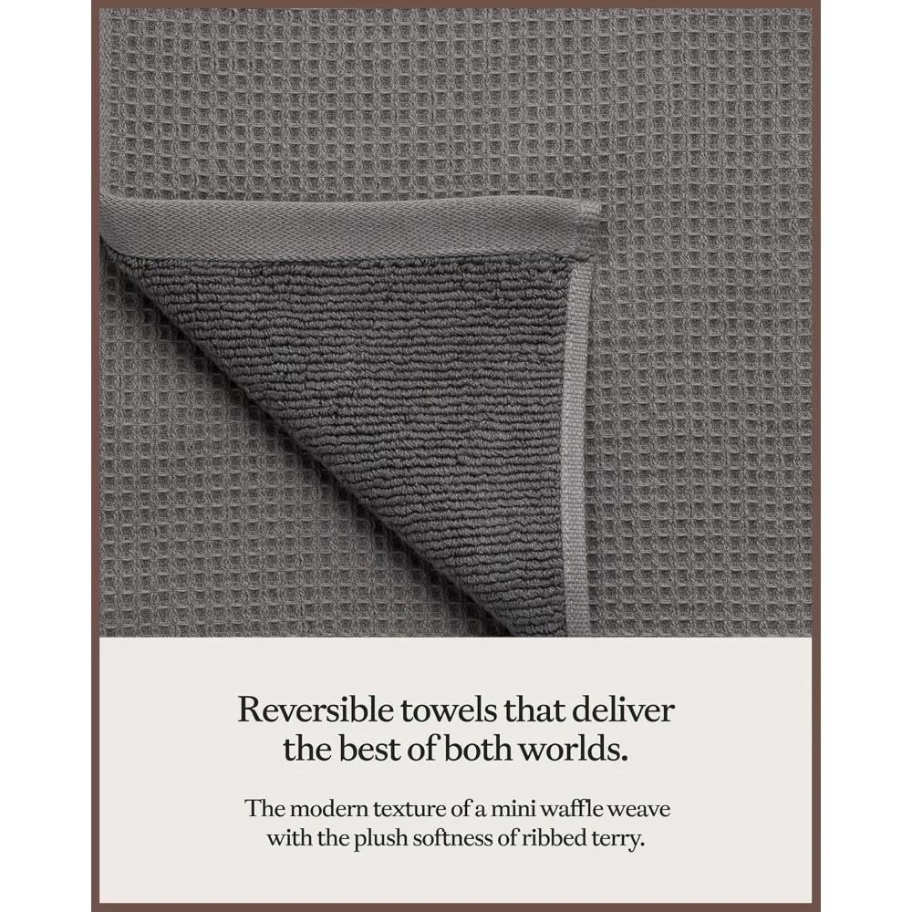 Paquete completo de baño de gofres - 60% algodón 40% viscosa de bambú - Toallas de baño de tejido de gofres ultrasuaves y de secado rápido
