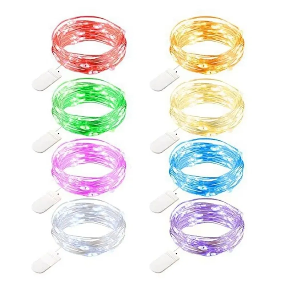12 Packs 2M Copper Wire String Lights Waterproof Warm Light LED String Lights Battery Operated Festival Decorative Light