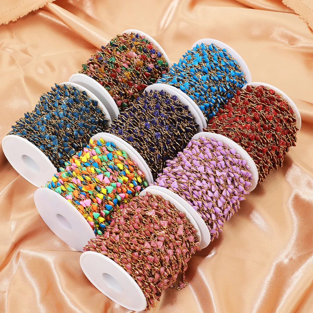 1 متر الفولاذ المقاوم للصدأ بريق المينا القلب سلاسل 6 مللي متر الخرز سلاسل ل بوهيميا صنع المجوهرات أساور يدوية القلائد النتائج