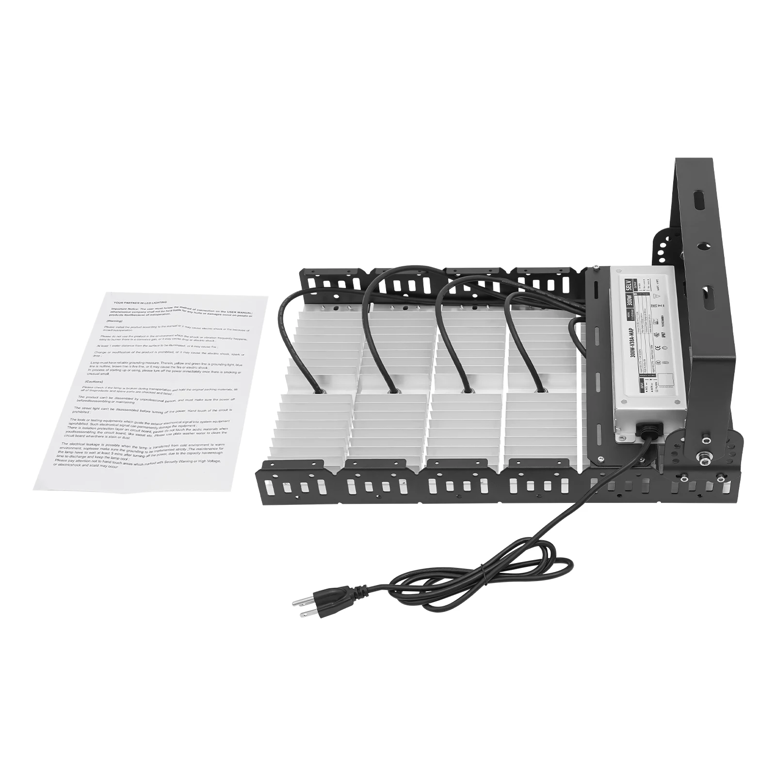 IP67 Waterproof LED Flood Strobe Light 300W ADC12 Aluminum Shell Modern Rectangular Shape US Standard Plug Outdoor Flood Light