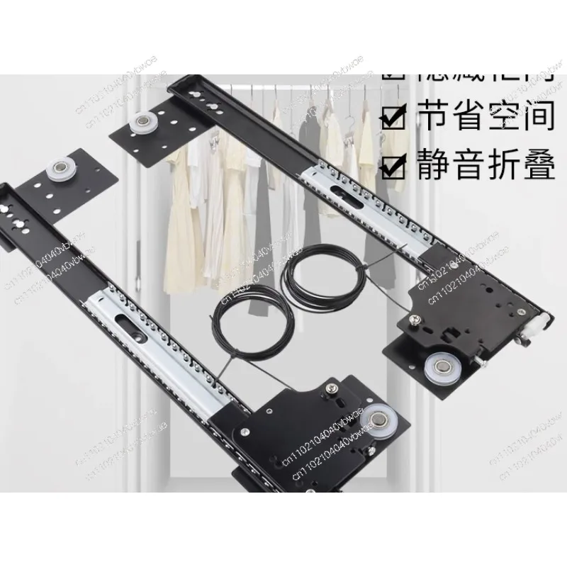 Pocket  Track Wardrobe Swing Door Slide Rail Hardware Hidden Butterfly  Track Folding Cabinet Door Retractable Rail