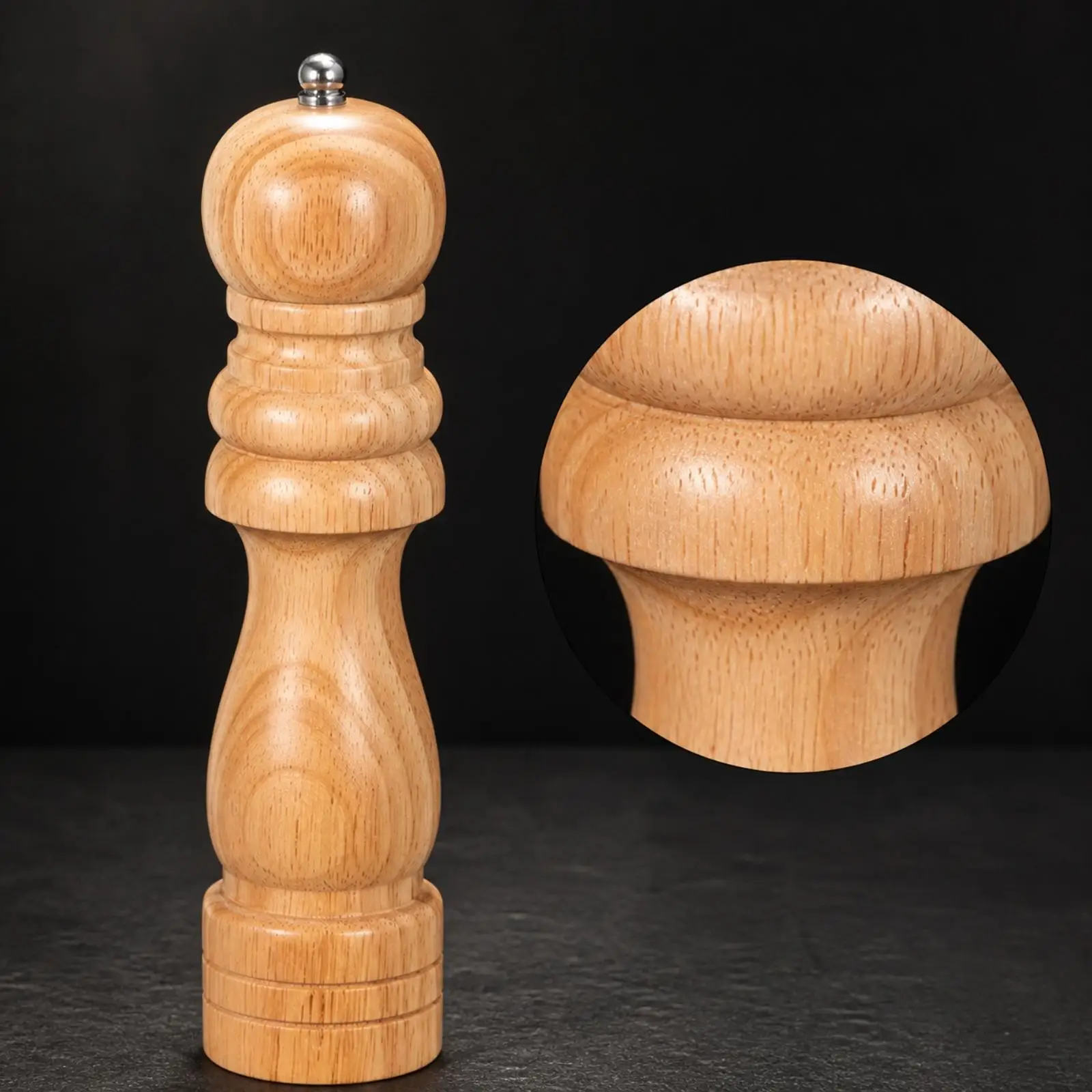 Manual Pepper Grinder Oak Wood Mill Hand Spice Refillable Seasoning Grinder for Kitchen Table Dining Use