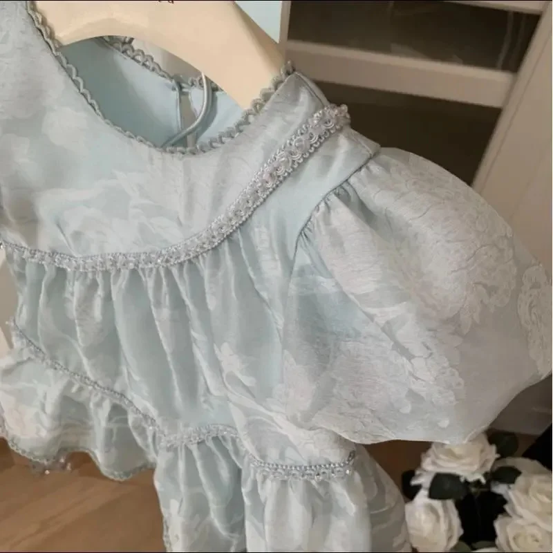 Mãe e filha Vestidos combinando, Múmia princesa, Vestido de uma peça, Roupa elegante feminina, Sólido, Família, Verão