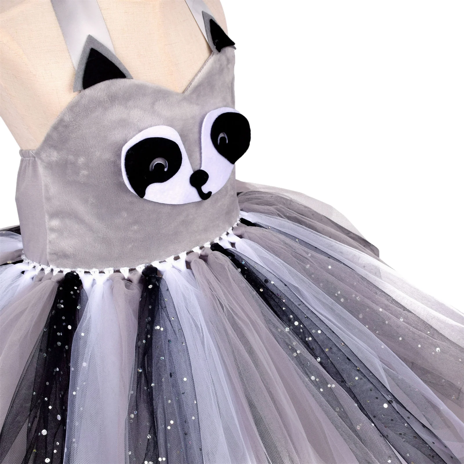 Платье с енотом для маленьких девочек, детская тюлевая юбка со львом для девочек, праздничное платье-пачка принцессы без рукавов на день рождения для вечеринки на Хэллоуин