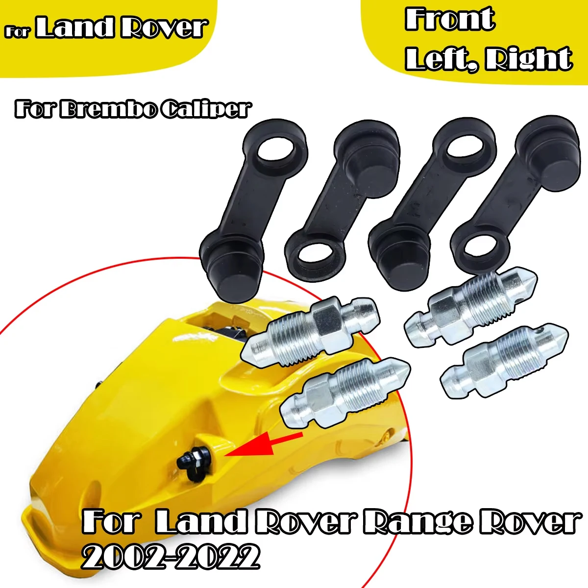 

For Land Rover Range Rover Front Left Right Car Brake Caliper Bleed Nipples Screws Repair Kit Bleeder Valves Dust Caps 2002-2022