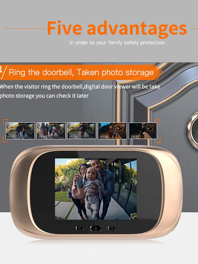 Campainha eletrônica olho mágico câmera da porta 2.8 polegada tela campainha digital porta eletrônica olho mágico câmera campainha da porta