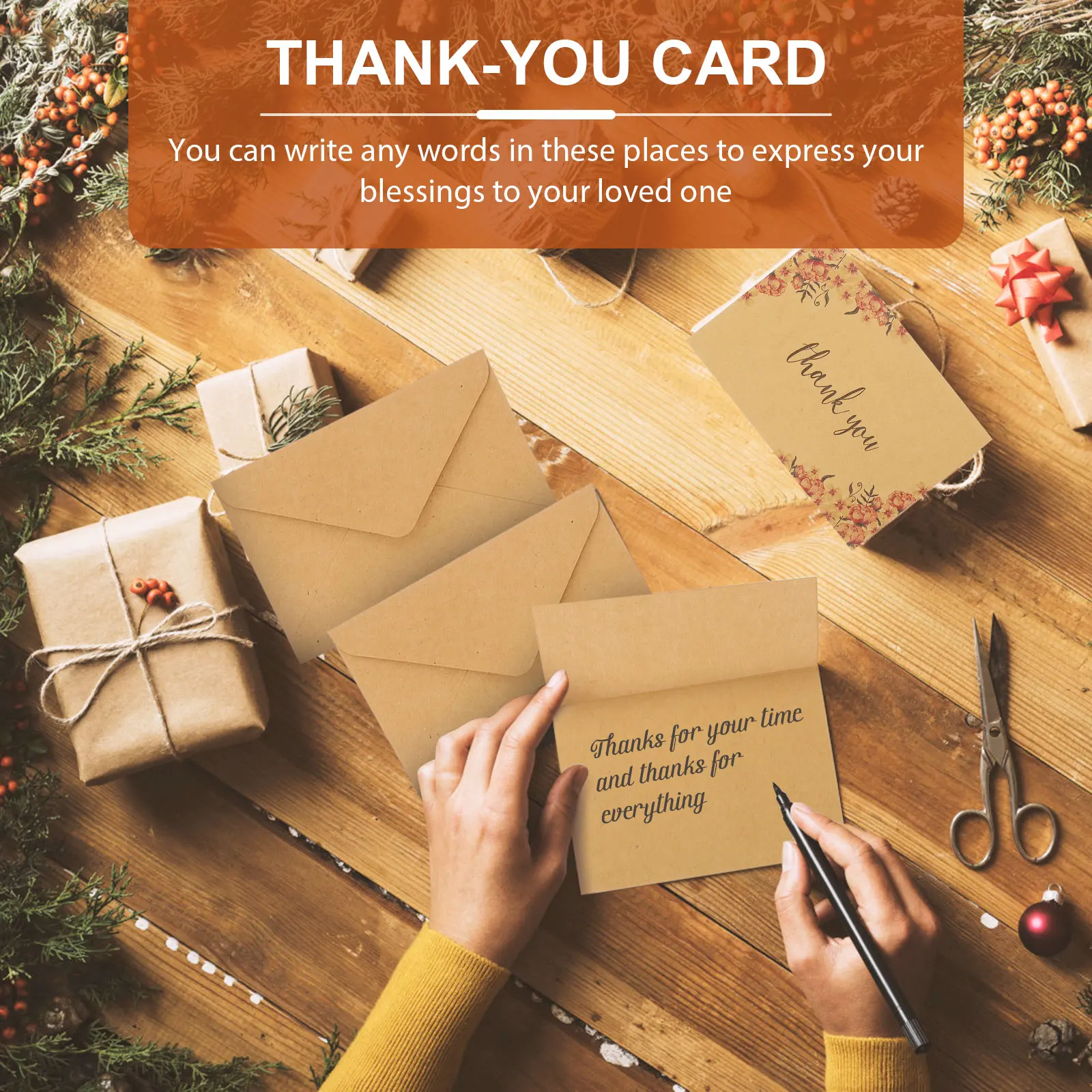 

10 Pcs Thank You Card Cards All Greetings Tags for Small Business Teacher Thanks Kraft Memorandum