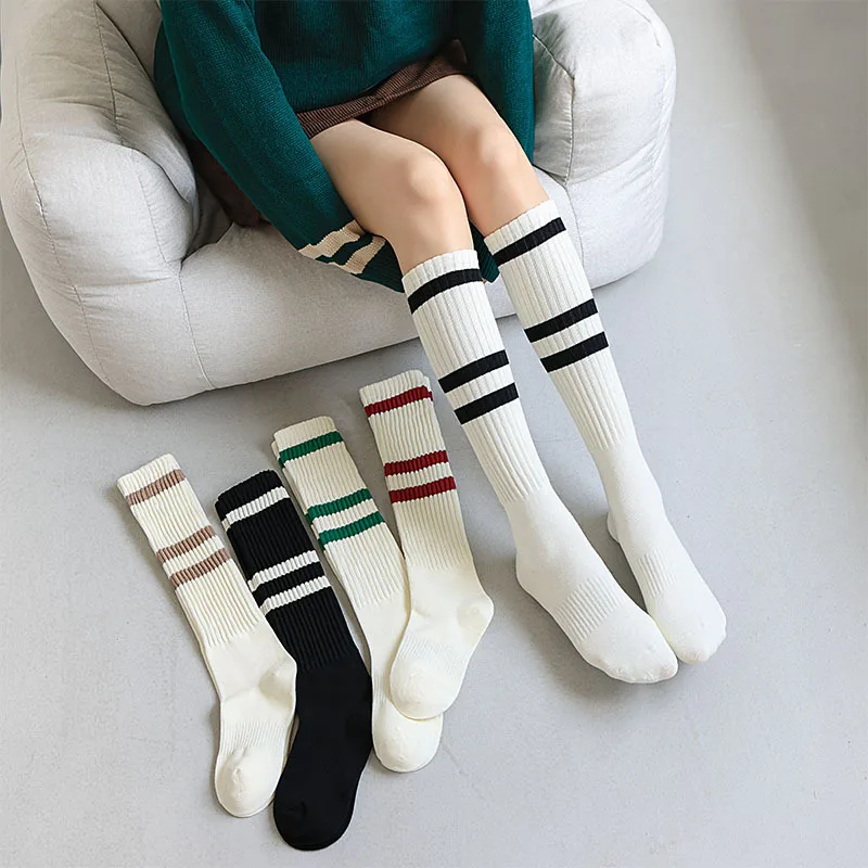 

Calf Socks Striped Stockings for Women Simple White High Stockings Knee Stockings Soft and Skin-friendly One Size Fits All