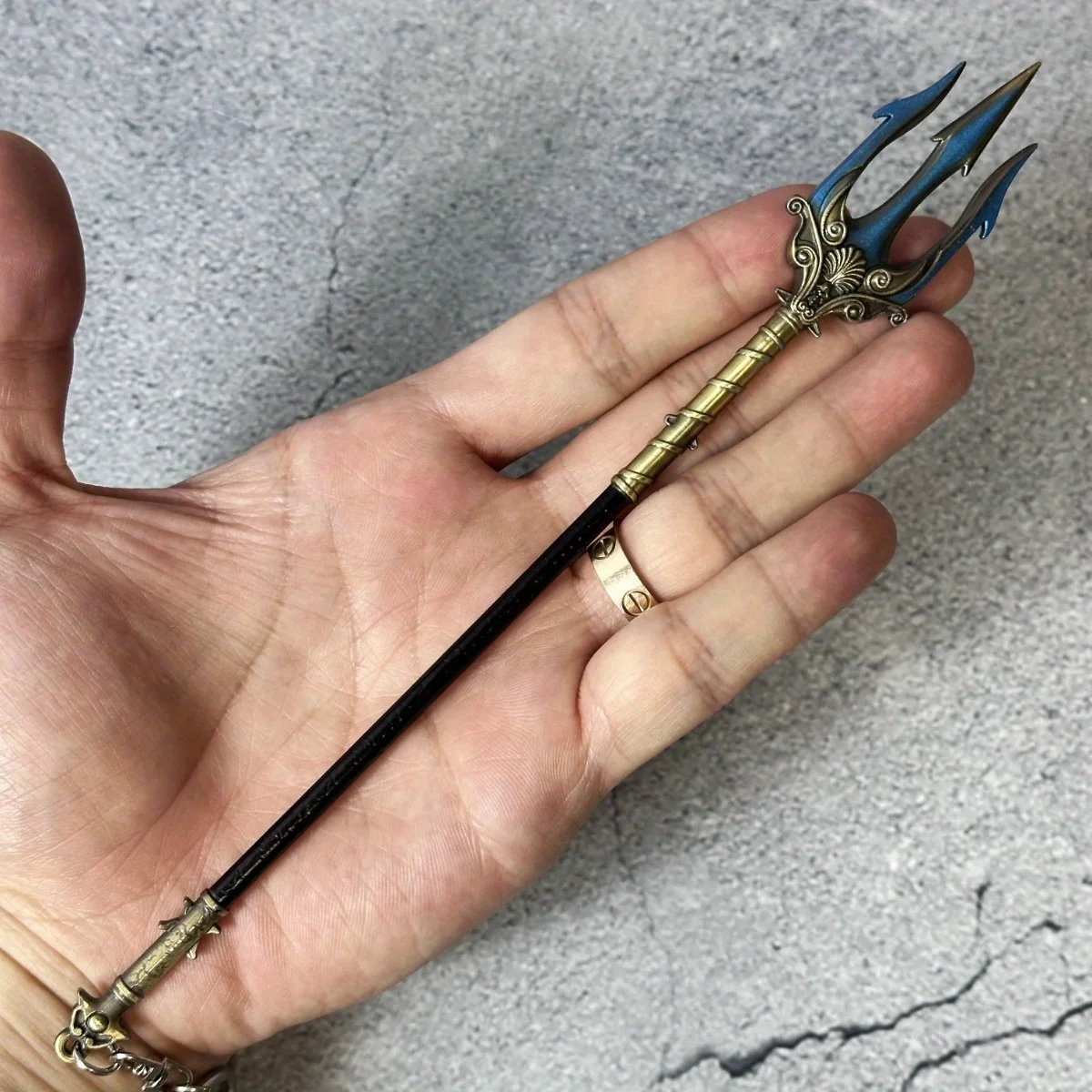 8.6inch God of War Katana Anime Ninja Knife Real Size Japanese Katana Spear Trident Poseidon Metal Sword Samurai Sabre Gift