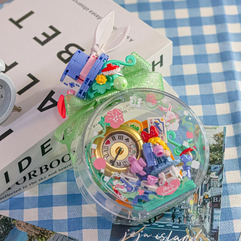 

New Fairy Tale Building Blocks Cartoon Small Particle Princess Bottle Story Assembly Model Toy Ornament Children's Birthday Gift