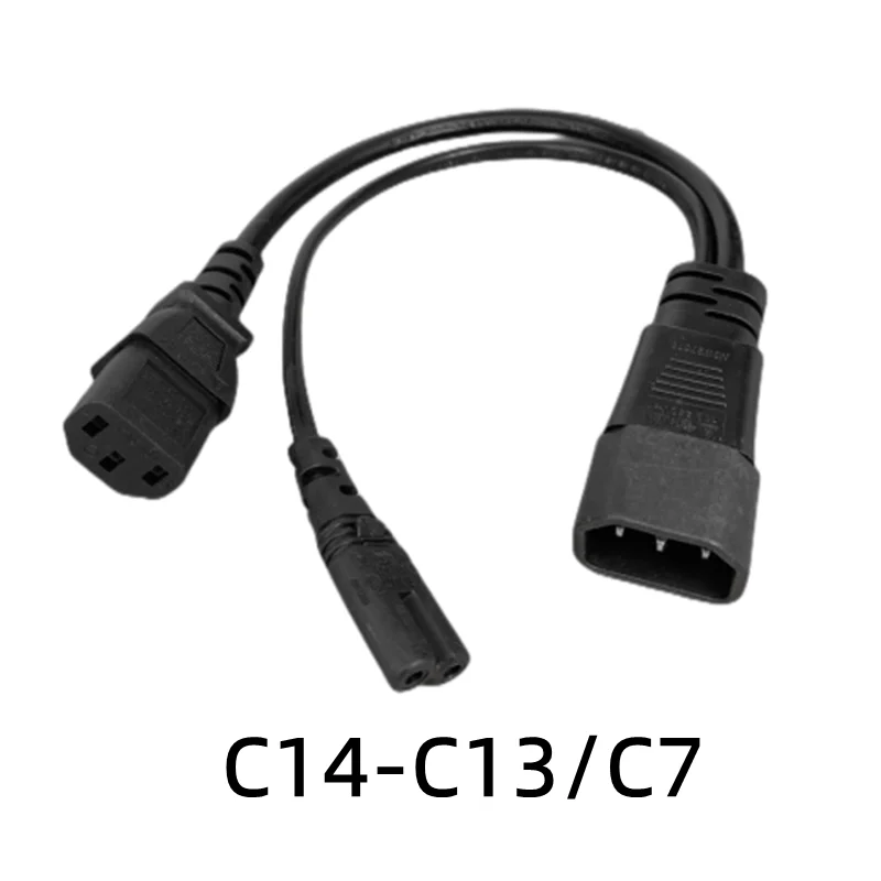 IEC320 C14 C8 To 2X C7 C5 C13 Y Split AC Power Cord, IEC Figure 8 Male To 2 Female 1 In 2 Out AC Power Cable 30cm Black