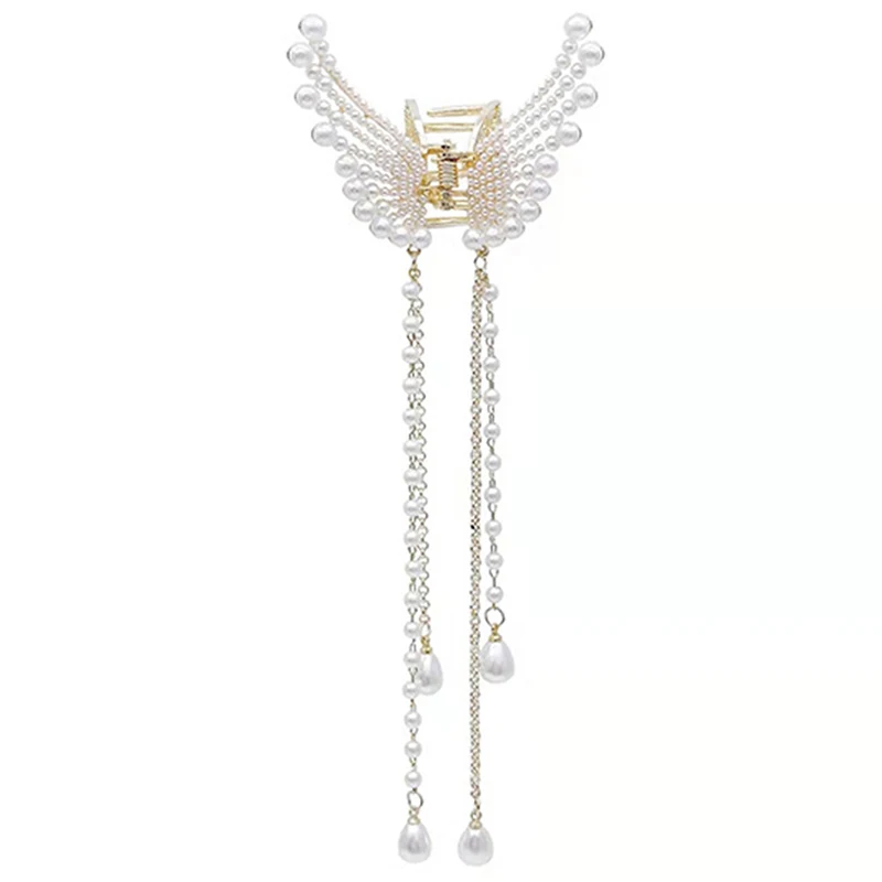 

[Y]New Butterfly Pearl Tassel Hairpin Korean Simple Side Clip Liu Haibian Clip Shark Hairpin Hair Accessories Women