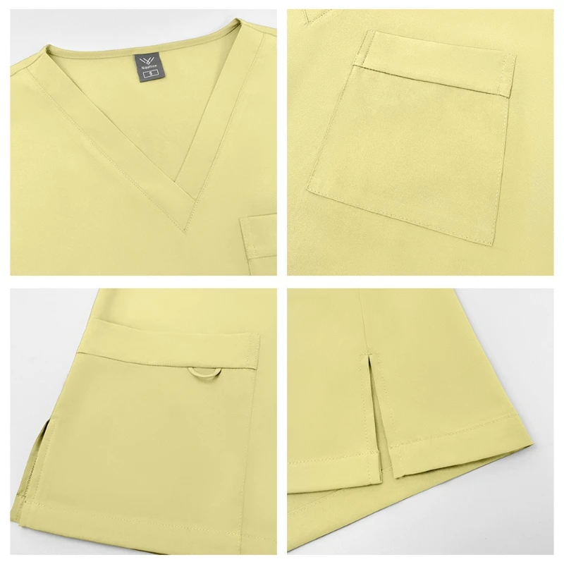 Bequeme und atmungsaktive Unisex-Krankenschwesteruniformen, separates Set für Ärzte und Krankenschwestern in Schönheitshastanien. Handwaschbare Peelings