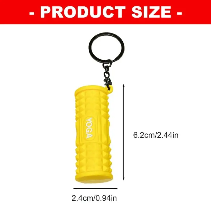 A52E Mini-Yoga-Schaumstoffroller-Schlüsselanhänger für Fitnessstudio-Enthusiasten und Yoga-Liebhaber. Robustes aus PVC-Material – Detail 6
