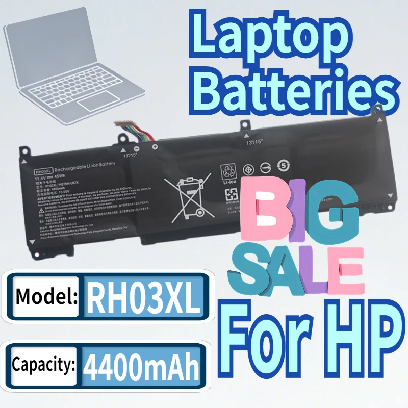 

11.4V 4400mAh RH03XL Laptop Battery For HP ProBook 430 440 450 630 640 G8 Series HSTNN-DB0B UB7X IB9P IB9Q OB1T M01524-2B1