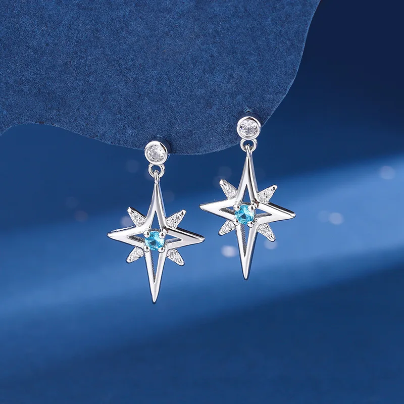 Magic Star Studs Earrings Europe Style Fine Jewerly For Women Vintage Handcrafted Gift In 925 Sterling Silver Brincos de Prata