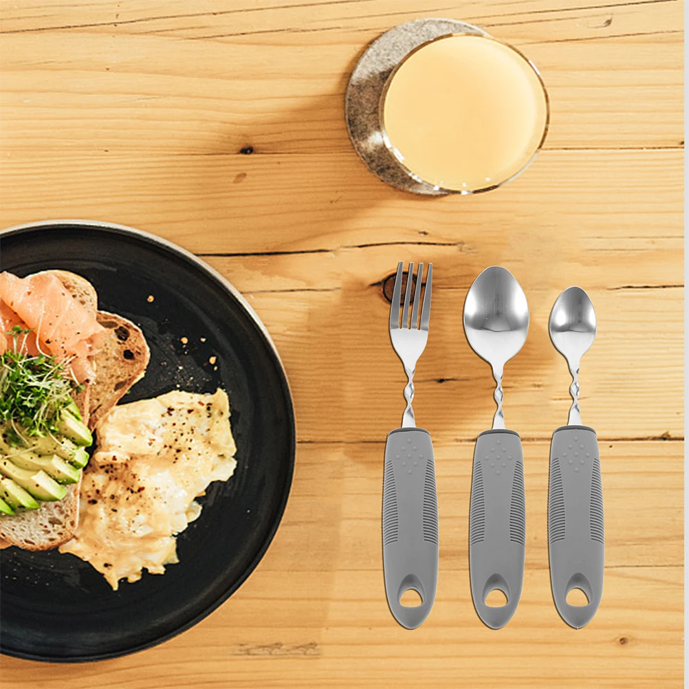 6 قطعة أواني التكيف المضادة للاهتزاز أدوات المائدة القابلة للطي المعاقين كبار السن أدوات المائدة القابلة للانحناء للبالغين