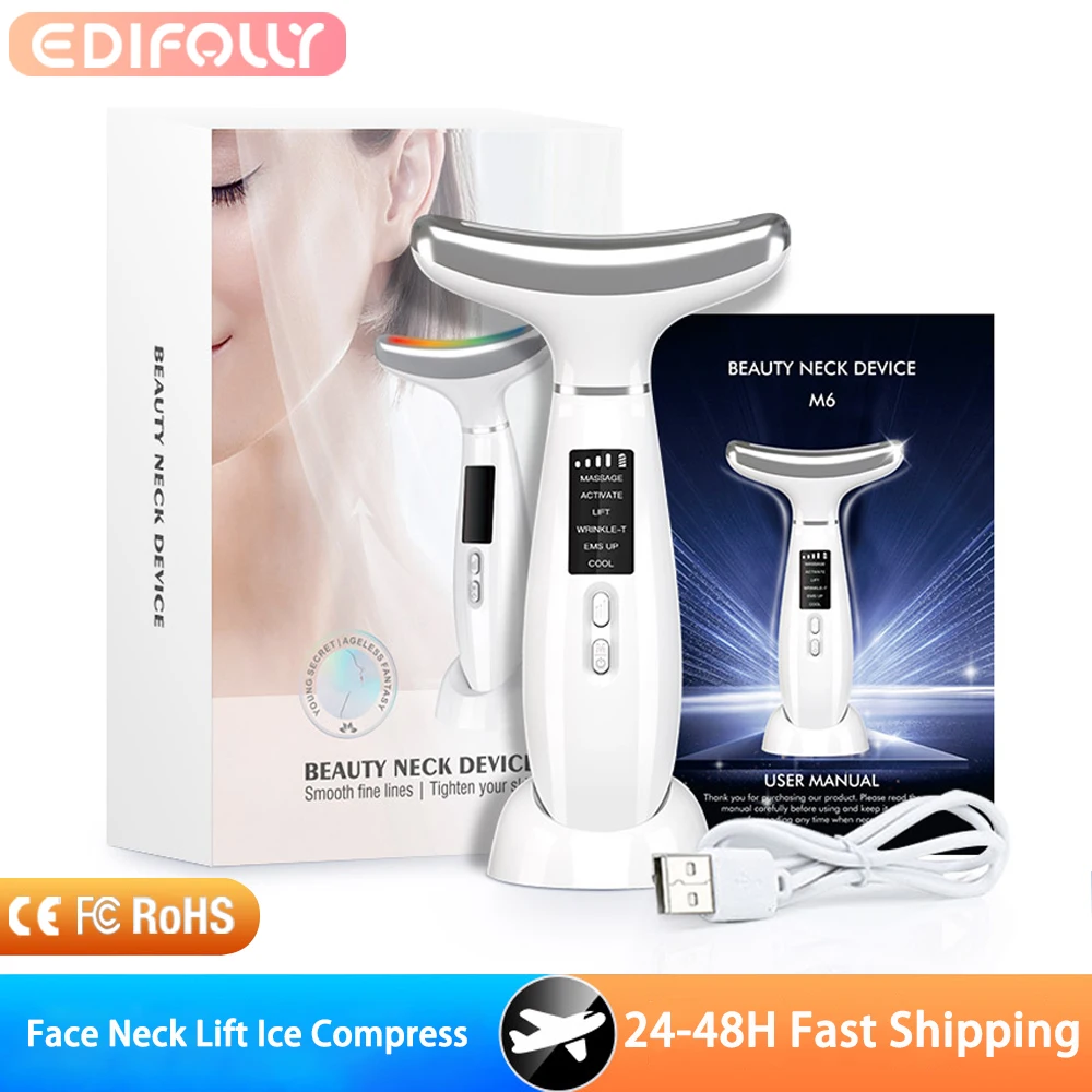 حار وتبريد مكركرنت الوجه الرقبة رفع الجليد ضغط الوجه مدلك الرقبة رفع آلة العناية بالبشرة تقليص المسام المضادة للتجاعيد