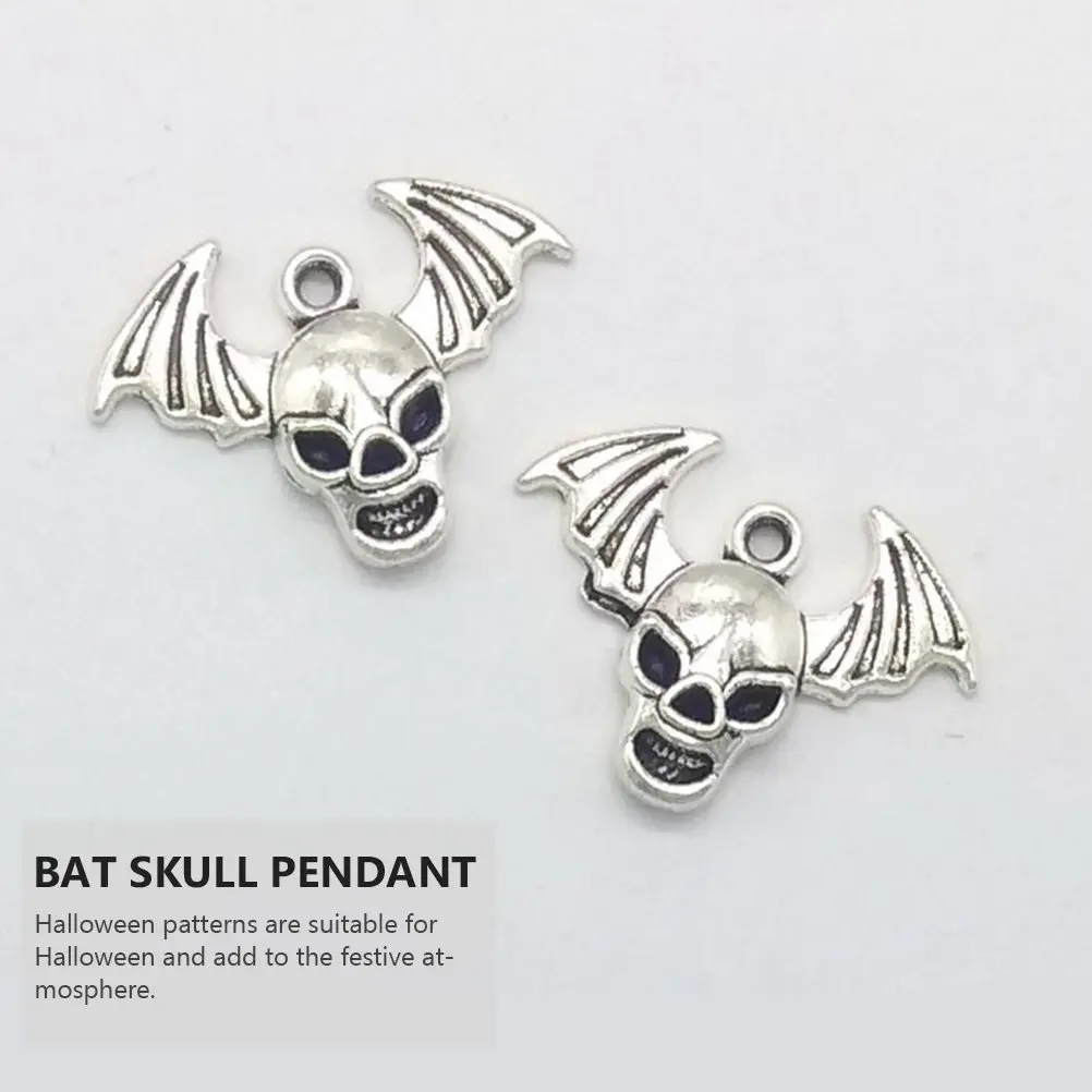 1Set Bat Skull Pendant Halloween Necklace Charm 24Mm Alloy Halloween Decoration Pack 50 Eco Friendly Non Toxic
