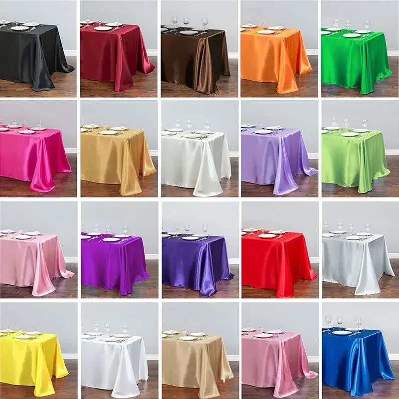 

1pcs/lot Rectangle Solid Tablecloth Satin Table cloth Overlays Wedding Christmas Party Banquet Home Decor Dining Table Cover