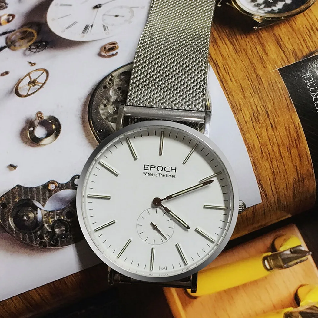 EPOCH ساعة رجالية فاخرة موضة ساعات سامسونج كوارتز ساعة اليد مضيئة 50 متر مقاوم للماء الياقوت