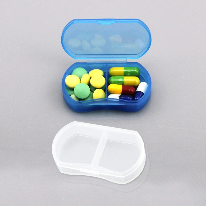 Mini Pill Case Portable Tablet Pill Organizer Case Dispenser Holder Storage Organizer Container Case 2-grids Mini Dispenser