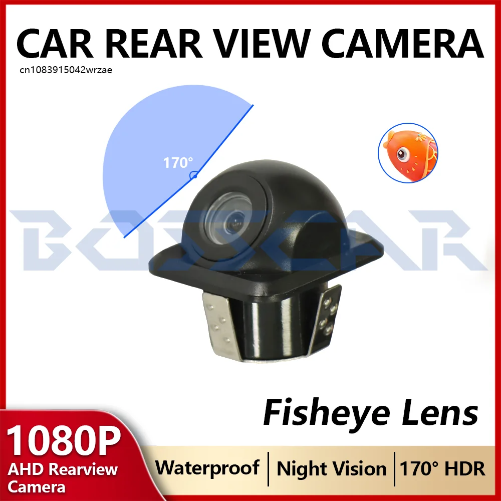BOSSCAR CCD Fisheye-Objektiv Autokamera AHD 1080P Rückfahrkamera mit Weitwinkel HD Nachtsicht Auto-Einparkhilfe