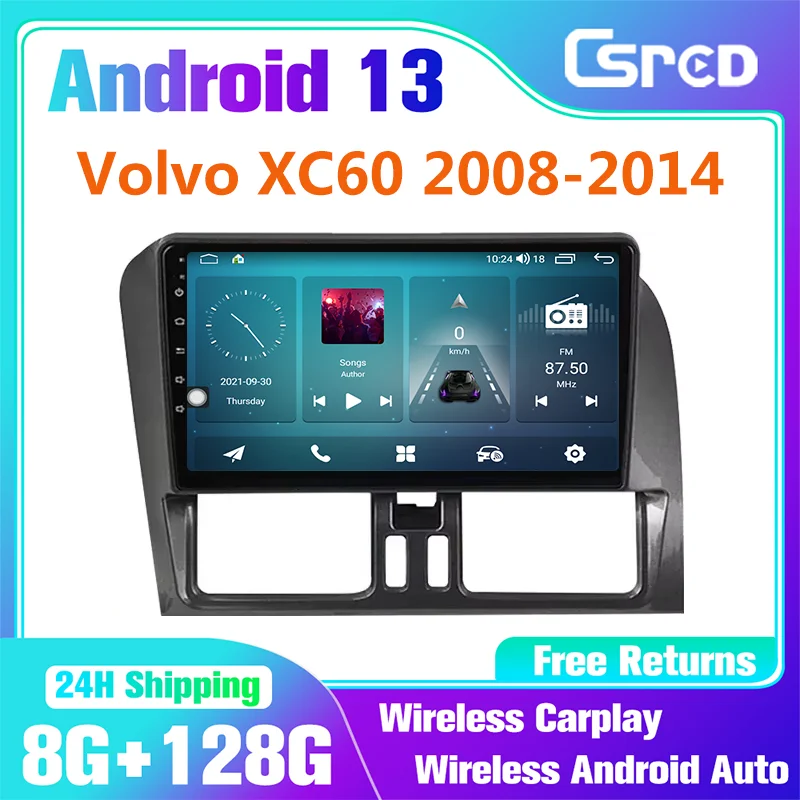 Csred Android 13 Bluetooth Car Radio For Volvo XC60 2008-2014 Car Multimedia Player GPS Navigation Head Unit Stereo Video Player