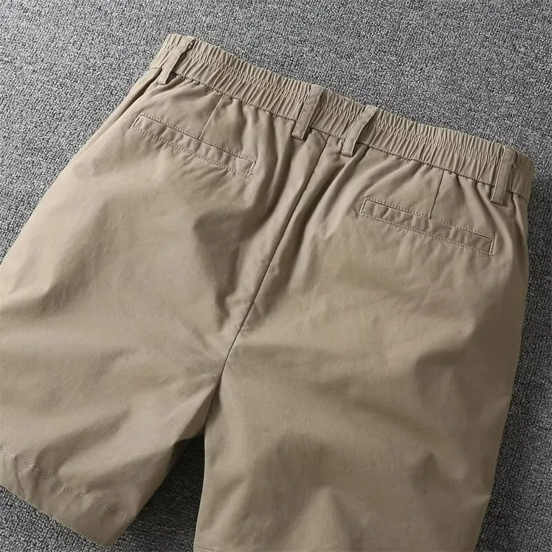 KIDWHXR Herren-Shorts, Sommer, schlicht, einfarbig, hohe Taille, gerade geschnittene Shorts, elastische Taille, lockere Sport-Freizeit-Shorts für Herren – Detail 15
