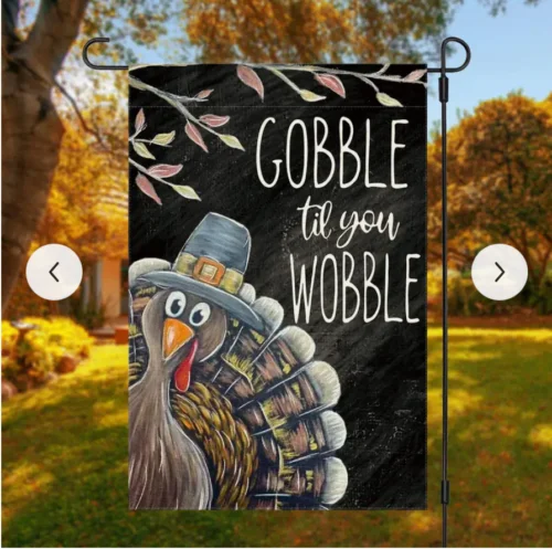 Thanksgiving Fall Turkey Garden Flag, 12X18', Double-Sided, Gobble, Gobble