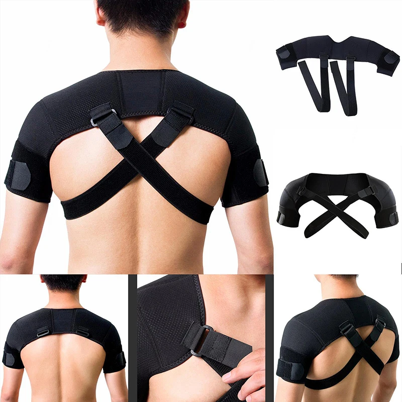 Shoulder Brace Support Injury Prevention Brace Joint Pain Releaser Shoulder Compression Wrap Strap Adjustable Injury Accessories