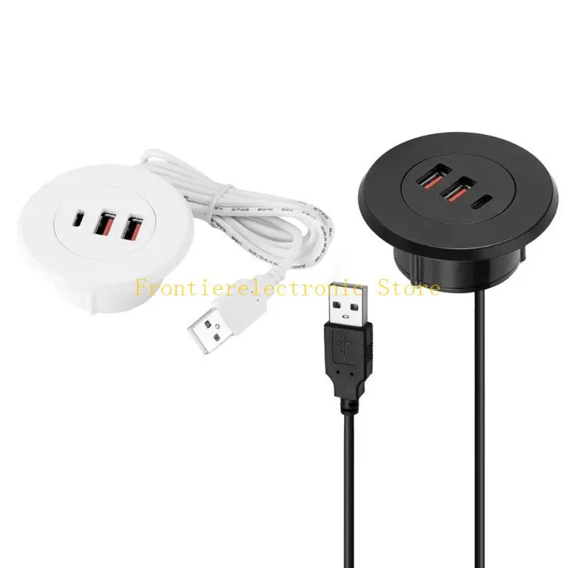 G8DB Multiple Port USB Type C Hub Desktop Grommets Hole 3 Port Cable Organizers for Easy Access to PC 60mm Size
