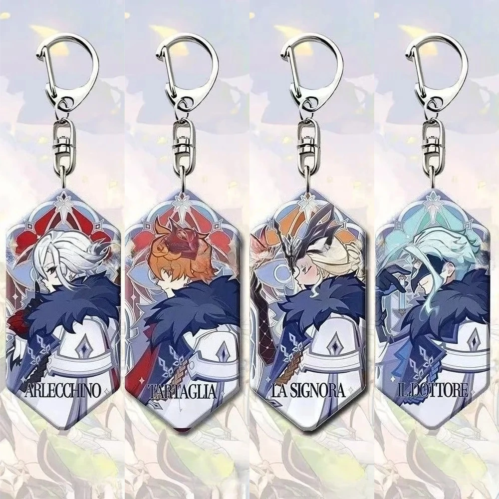 Yuanshen Impact Fatui Harbingers Acryl-Schlüsselanhänger Tartaglia Arlecchino Anime-Anhänger Taschenanhänger Cosplay-Geschenk für Fans
