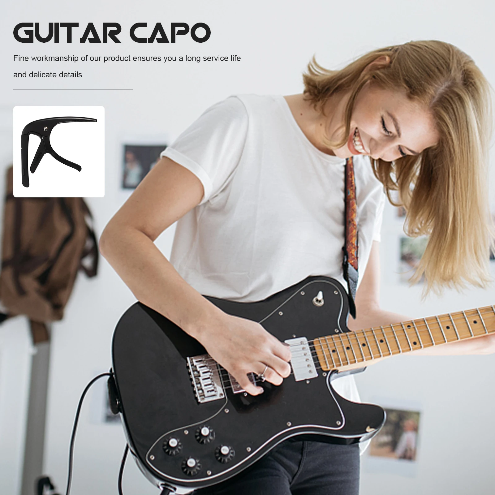 

Premium Metal Guitar Capo for Folk Electric Acoustic Guitars Multi-Function Clamp Quick Tune Durable Tone Modifier