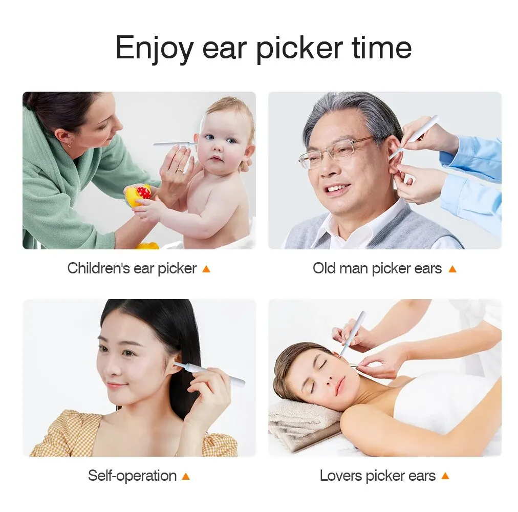 Wireless Smart Visual Ear Cleaner Otoscopio WiFi Luminoso Earpick Strumento per la rimozione del cerume con fotocamera Endoscopio per l\'orecchio