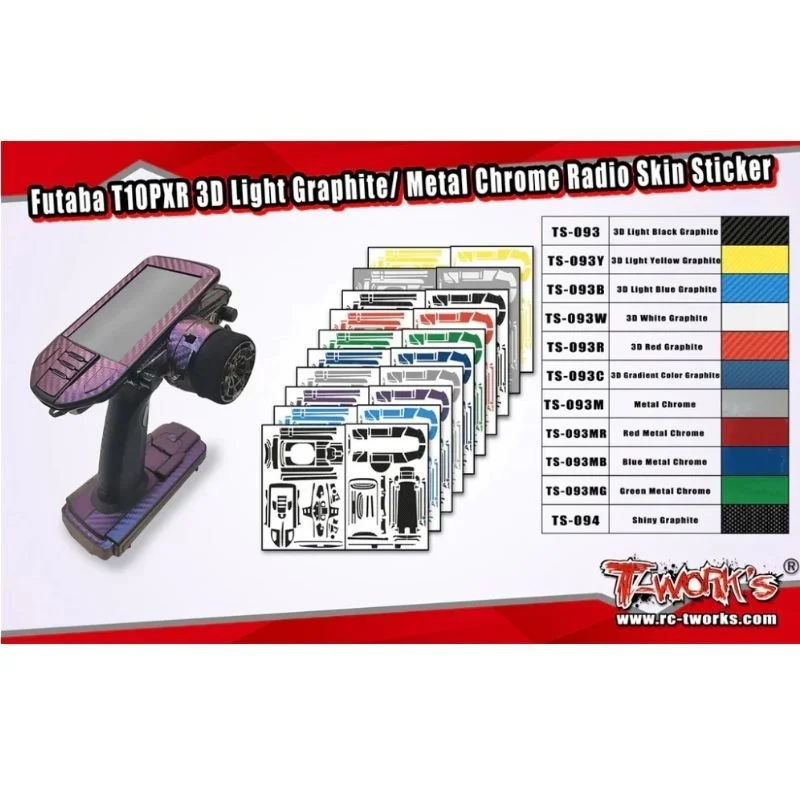 Original T works TS-093 3D Carbon Fiber Radio Skin Sticker ( For Futaba T10PXR ) Rc Parts