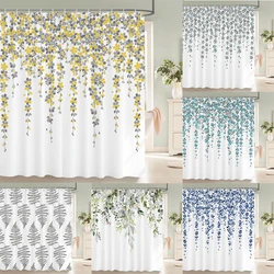 Small Fresh Floral leaves Flowers Shower Curtain Bathroom Waterproof Polyester Multi-size 3D Print Curtains for Bathroom Shower