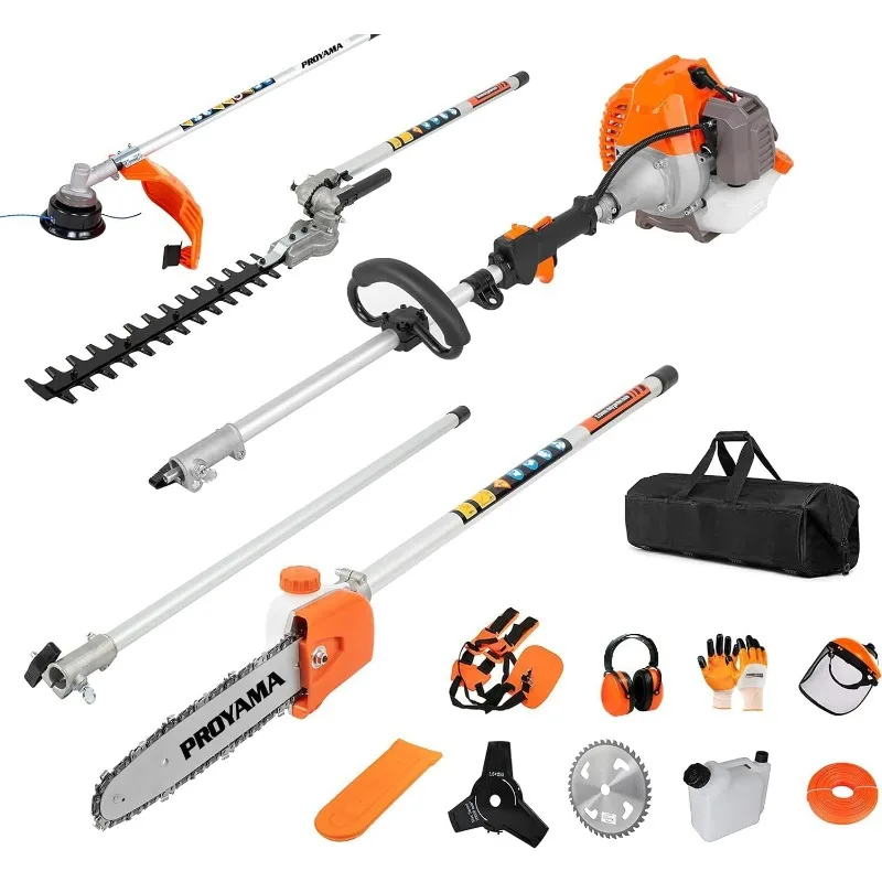 PROYAMA Powerful 42.7cc 5 in 1 Multi Functional Trimming Tools,Gas Hedge Trimmer,Weed Eater,String Trimmer,Brush Cutter,Pole Saw