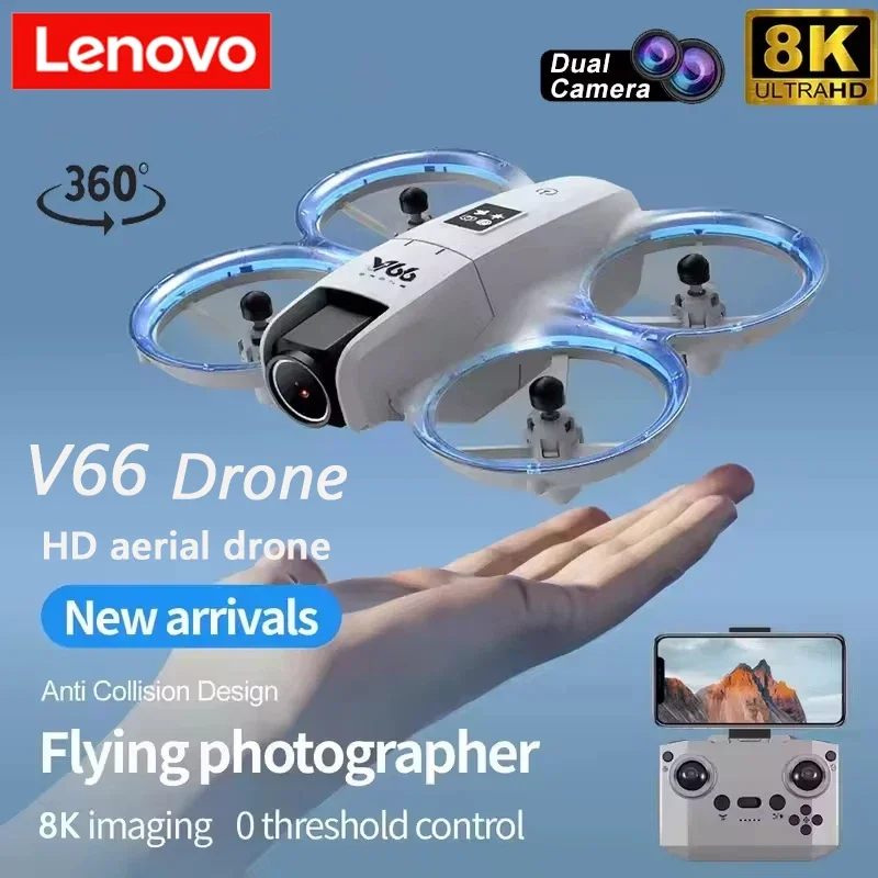 Mini Dron Lenovo V66 4K Profesional con Cámara Dual, Modo Sin Cabeza, Evitación de Obstáculos, WiFi FPV, Dron 360 °   Juguetes de cuadricóptero RC Flip