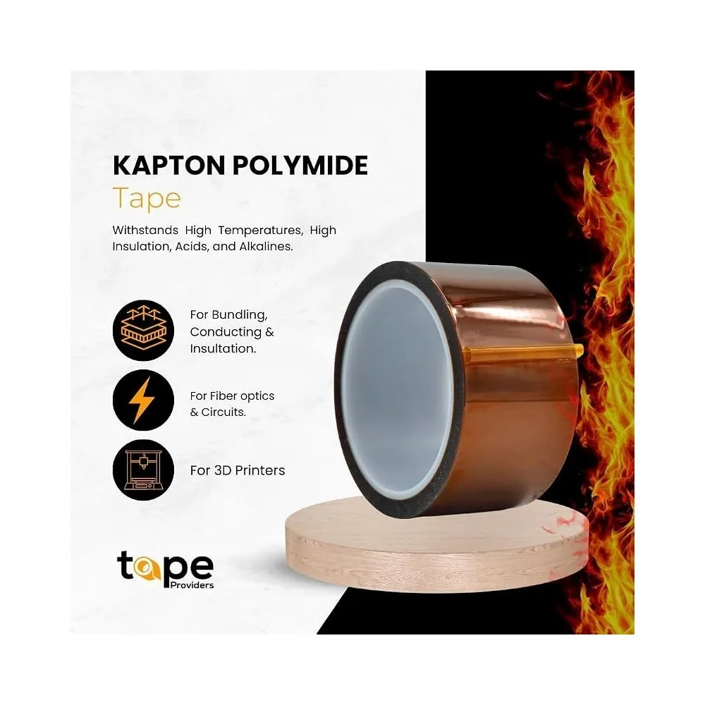 WOD Kapton Tape Polyimide Heat Resistant Tape 1/4 inch x 36 Yards 24 Rolls for 3D Printer Bed PCB Board BGA Heating