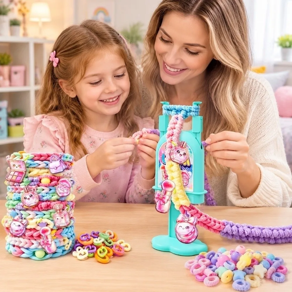 Handmade Rainbow Loom Kit DIY Funny Bracelets String Maker Kit Easy To Use Colorful Beads DIY Bracelet Weaving Machine